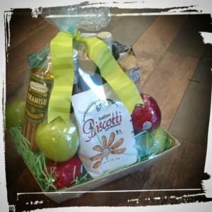 Snack Treats and Fruit Basket Flower Bouquet
