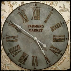 Large, Galvanized "Farmer's Market" Clock Flower Bouquet