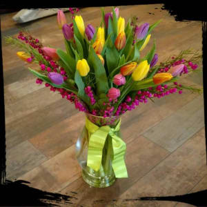 Tulip and Baronia Vase Flower Bouquet