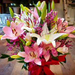 Pink & White Lily Vase Flower Bouquet