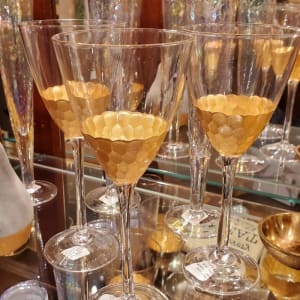 Gold Stem Wine Glass Flower Bouquet