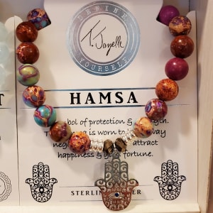 T.Jazelle Bracelet, PURPLE JASPER-HAMSA Flower Bouquet