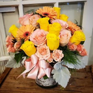 Rose and Gerbera Sunsplash Flower Bouquet