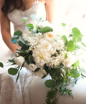 Peony, Astilbe Eucalyptus and Lisianthus Bridal Flower Bouquet