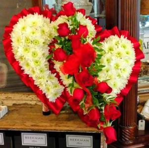 Two Hearts (Double Heart) Classic Red & White Flower Bouquet