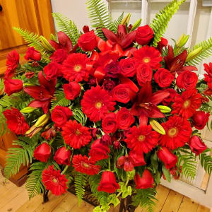 Red Rose Sanctuary Casket Spray Flower Bouquet