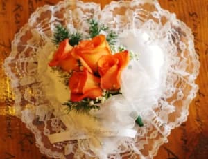 Satin Heart, Orange Flower Bouquet