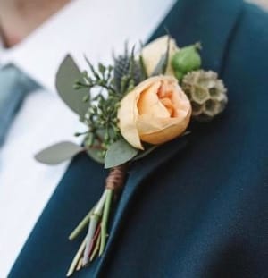 Textured Pastel Boutonierre Flower Bouquet