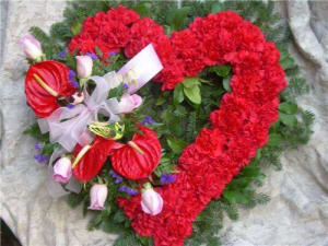 A Red Heart-shaped Wreath Flower Bouquet