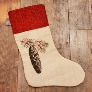 Christmas Stocking, Pine Cone Flower Bouquet