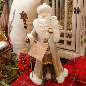 Santa with Owl and Magical Staff Flower Bouquet