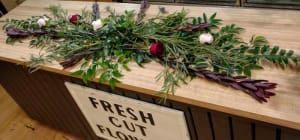 Table Nest of Nagi, Eucalyptus, Leukadendron, Thistle and Rose Flower Bouquet