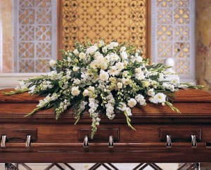 White Full Casket Spray Flower Bouquet