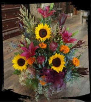 Autumn Sympathy Grapevine Basket Flower Bouquet