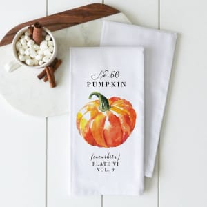 Pumpkin Tea Towel | 100% White Cotton Flower Bouquet