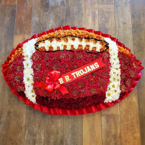 Football with Banner Flower Bouquet