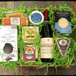 Wine & Cheese Gift Tray Flower Bouquet