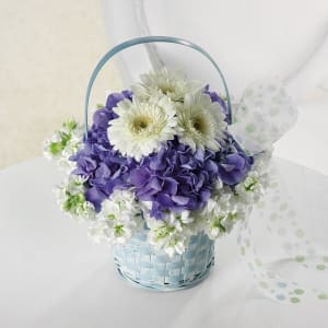 Heavenly Blue Basket Flower Bouquet