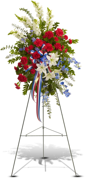 Sacred Duty Sympathy Easel Spray Flower Bouquet