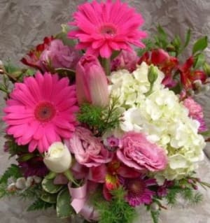 Pink Globe Vase Flower Bouquet