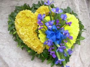 Two Hearts (Double Heart) Yellow Flower Bouquet