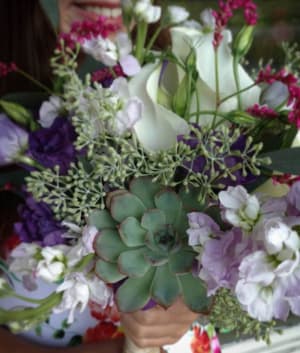 Brial with Succulents and Seeded Eucalyptus Flower Bouquet