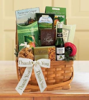 Thank You Gourmet Delights Basket Flower Bouquet