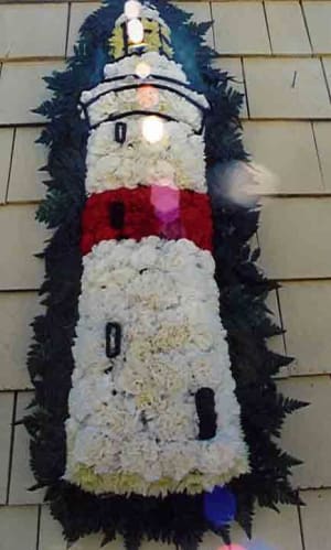 Lighthouse, Red Band Flower Bouquet