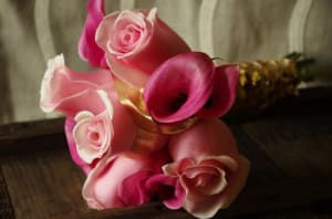 Watermelon and pale pink bridal Flower Bouquet