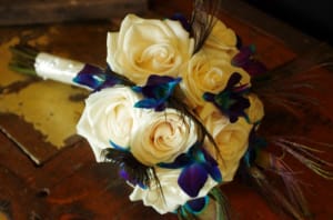 Peacock, Indigo and Blue Orchid Bride's Maid Bouquet Flower Bouquet