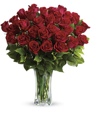 Love and Devotion - Long Stemmed Red Roses Flower Bouquet