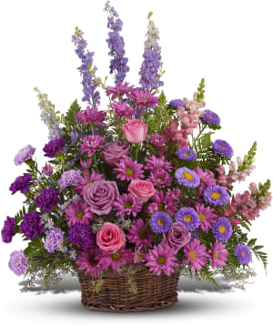 Gracious Lavender Basket Flower Bouquet