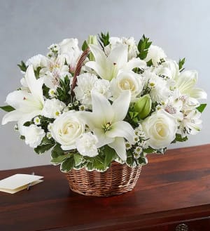 Peace Prayers & Blessings  All White Flower Bouquet