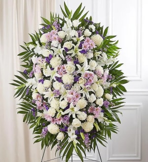 Lavender And White Standing Spray  Flower Bouquet