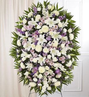 Lavender And White Standing Spray  Flower Bouquet