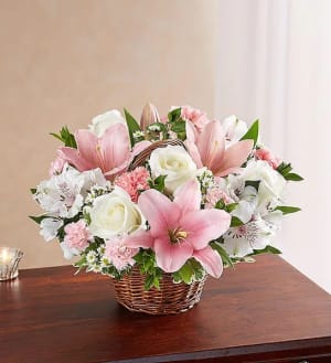 Peace Prayers Blessings Pink & White  Flower Bouquet