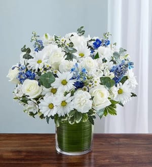 Cherished Memories Blue & White  Flower Bouquet