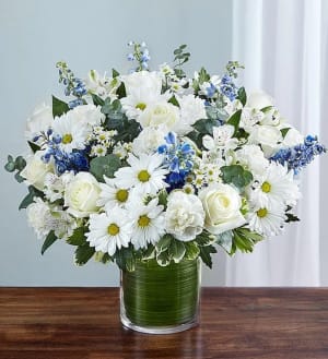 Cherished Memories Blue & White  Flower Bouquet