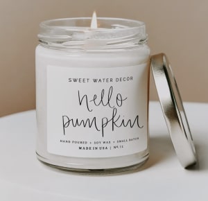 Hello Pumpkin Soy Candle - Clear Jar - 9 oz Flower Bouquet