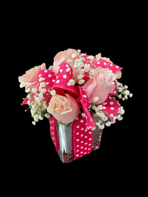 Pink Rose Mercury Square Flower Bouquet