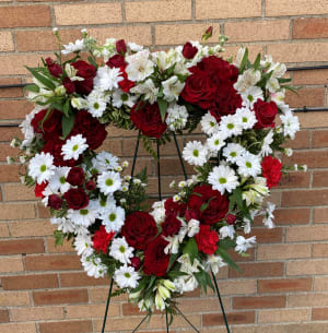 Open Heart Easel Spray Flower Bouquet