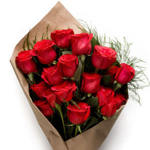 Valentine 1 Dozen Roses Wrapped Deluxe Flower Bouquet