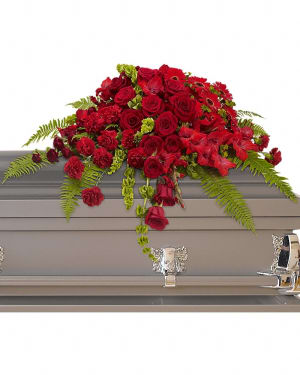 Red Rose Sanctuary Casket Spray Flower Bouquet