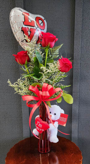 Triple rose budvase package Flower Bouquet