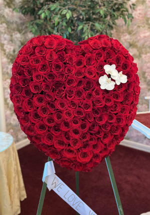 LOVE FOREVER SOLID HEART STANDING SPRAY Flower Bouquet