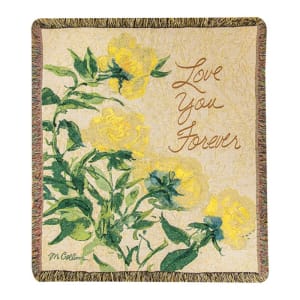 Love You Forever Tapestry Throw Flower Bouquet