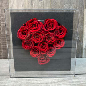 Rose Heart in Acrylic Frame Flower Bouquet