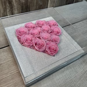 Rose Heart in Acrylic Frame  Flower Bouquet