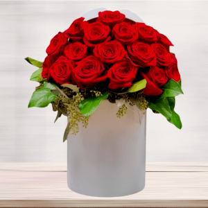 Premium Red Roses in Round Box Flower Bouquet