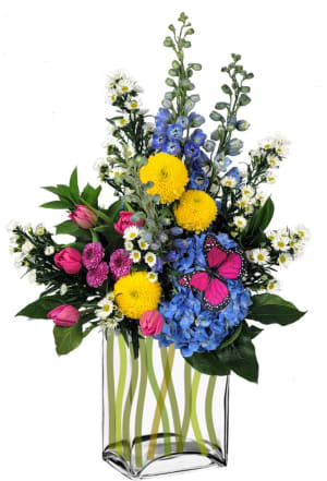 Springtime W/ Butterfly (Colors May Vary) Flower Bouquet